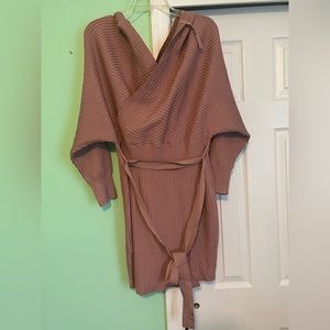 Cute mauve color sweater dress with bow